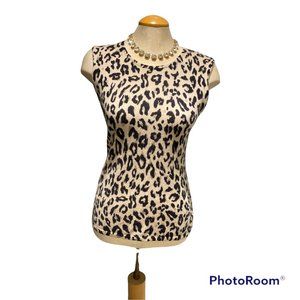 Cashmere Leopard Print Tank Sz L Anne Klein